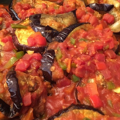 Israeli eggplant with tomatoes and spices